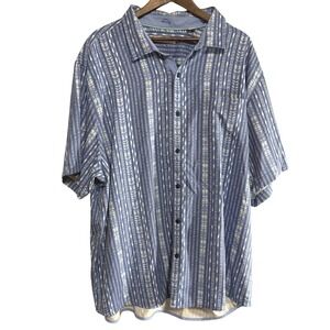 Tommy Bahama Mens 3XLT Silk Button Up Shirt Blue Geometric Stripe